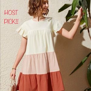 💝💝HOST PICK!!!💝💝 SHEIN Teen Girls Color Block Flounce Hem Smock Dress